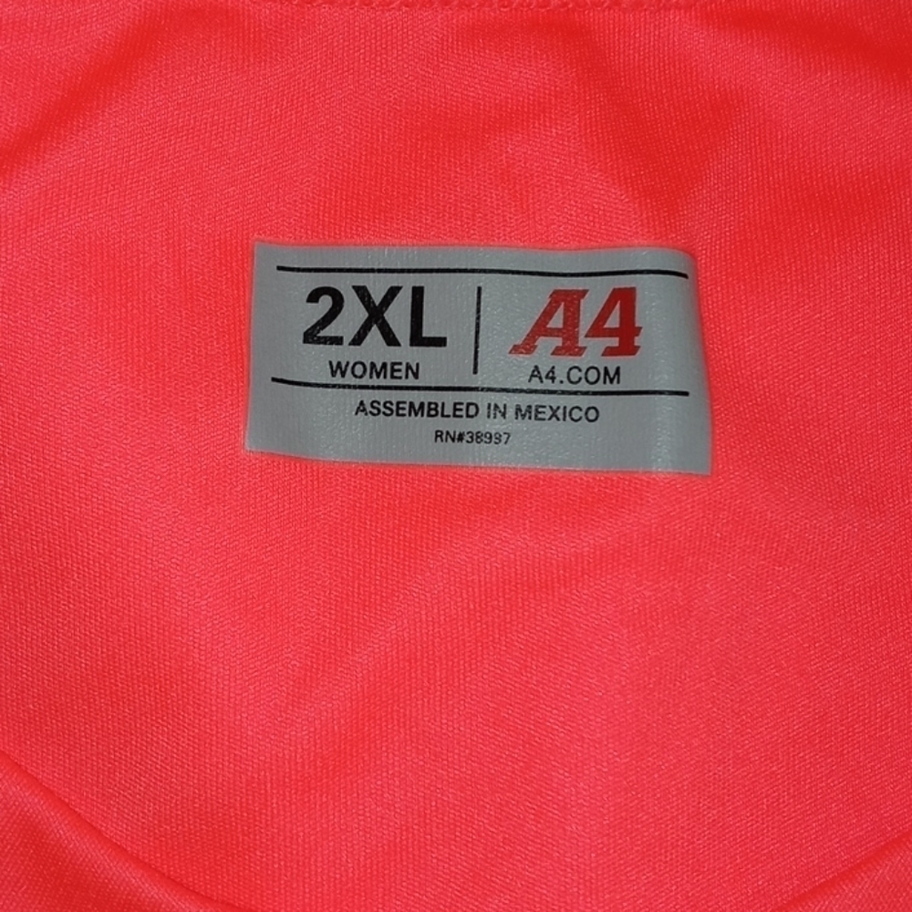 A4 womans neon pinkish orange  2xl t shirt - Picture 2 of 6